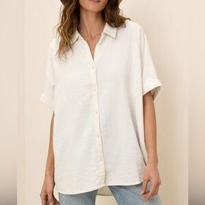 Pact Sea Salt Coastal Double Gauze Oversized Shirt